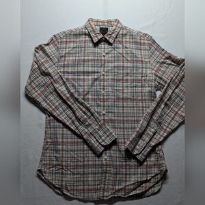J. Crew Red and Blue Casual Button Down Shirt